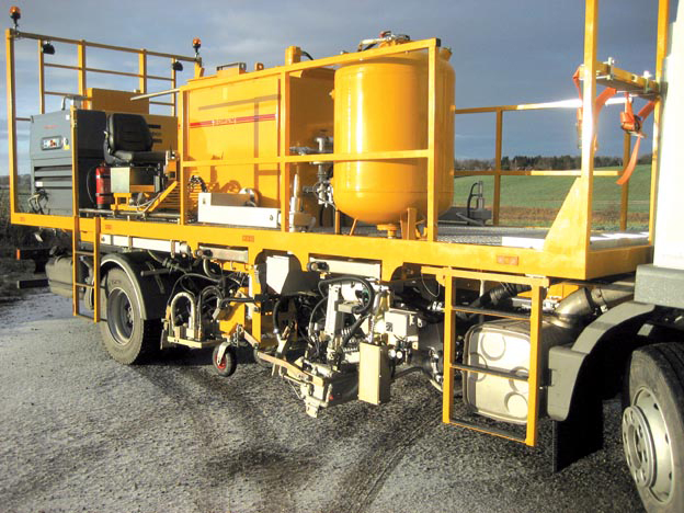 Ringway's new Borum road marking truck can be used for thermoplastic extrusion and spray application. Ringway's new Borum road marking truck