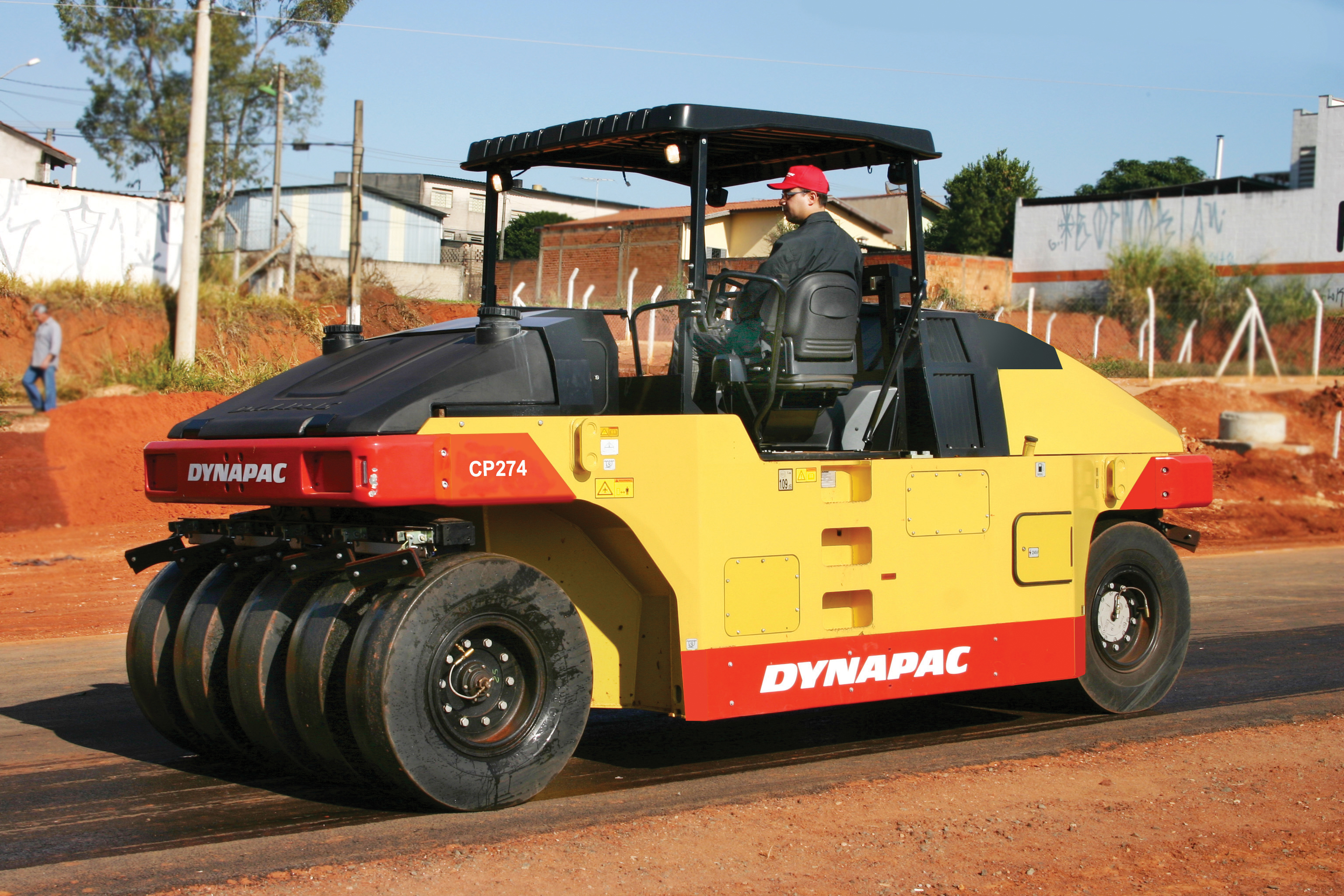 Dynapac's new range of pneumatic tyred rollers is said to offer greater operator efficiency and higher performance and finish capabilities Dynapac rubber tyred asphalt finisher