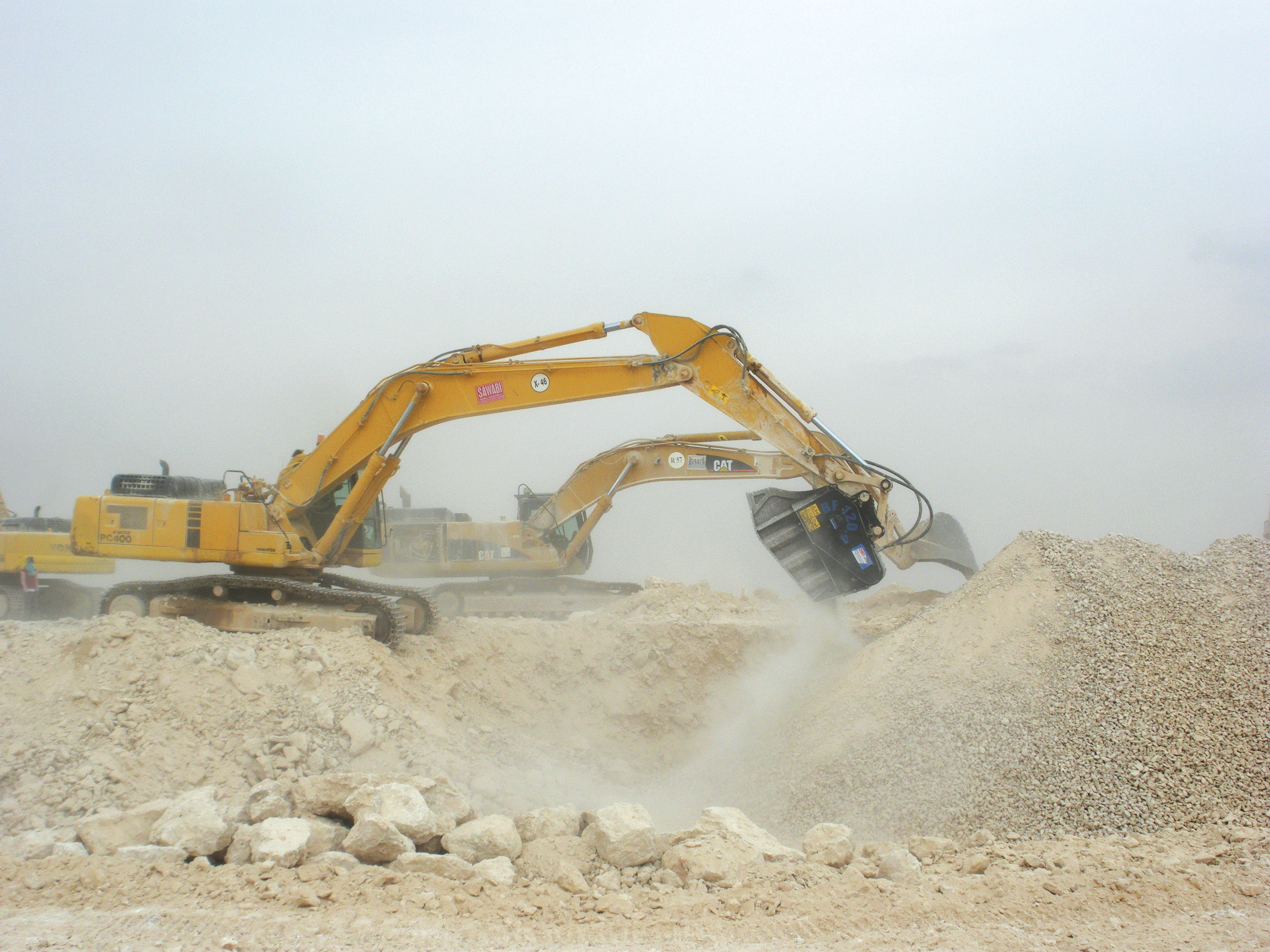 MB crusher buckets are working on the new Hyberrabad-Bangalore motorway MB crusher buckets at work