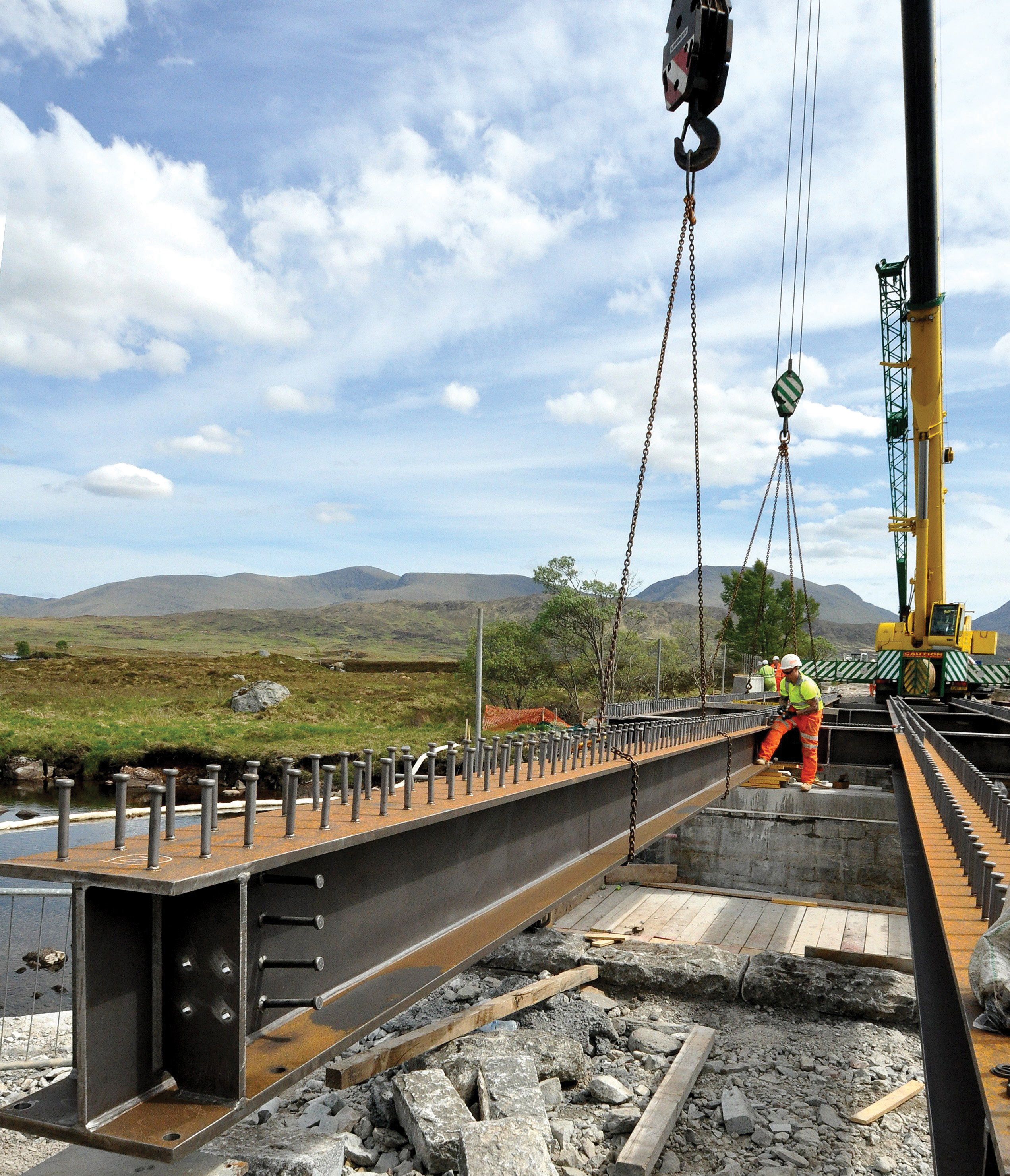 The replacement bridge under construction at Loch Ba in the Scottish Highlands
bridge under construction