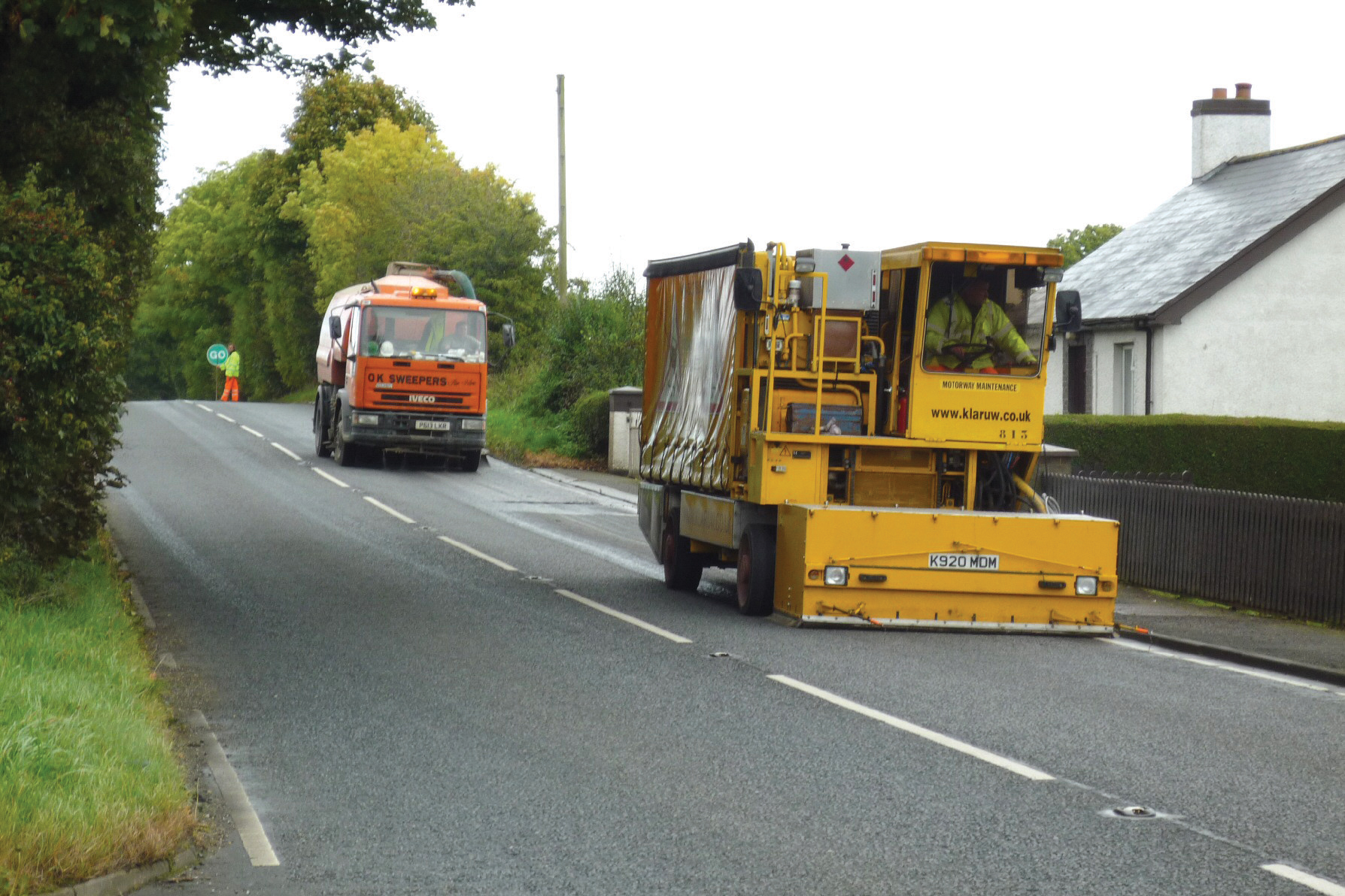 The Klaruwtex190 bush hammering process being applied on sections of the A5 near Londonderry bush hammering process