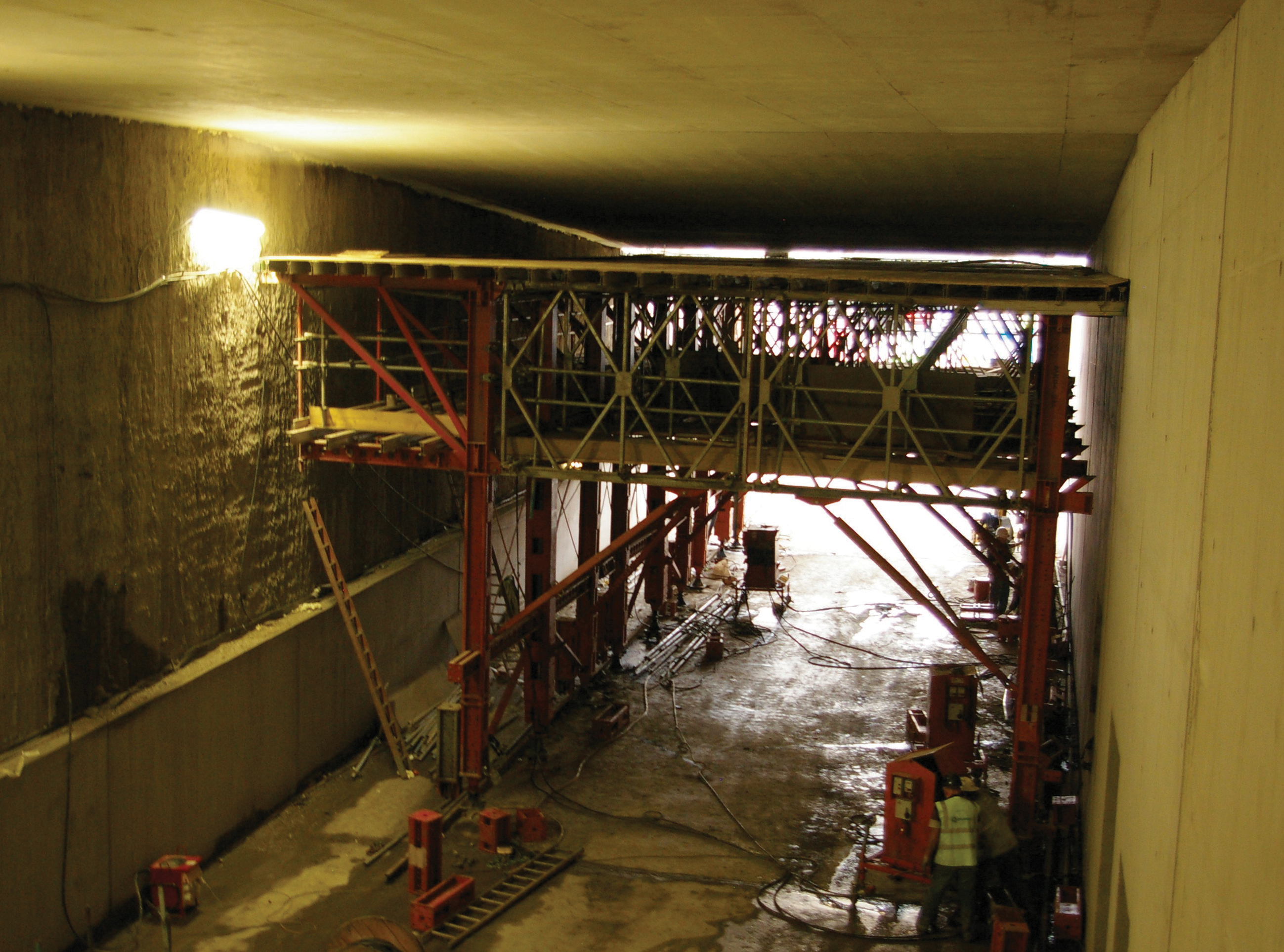 An innovative new ceiling-mounted design from RMD Kwikform was used to speed up construction of a safety escape route on the Tyne Tunnel project innovative new ceiling-mounted design