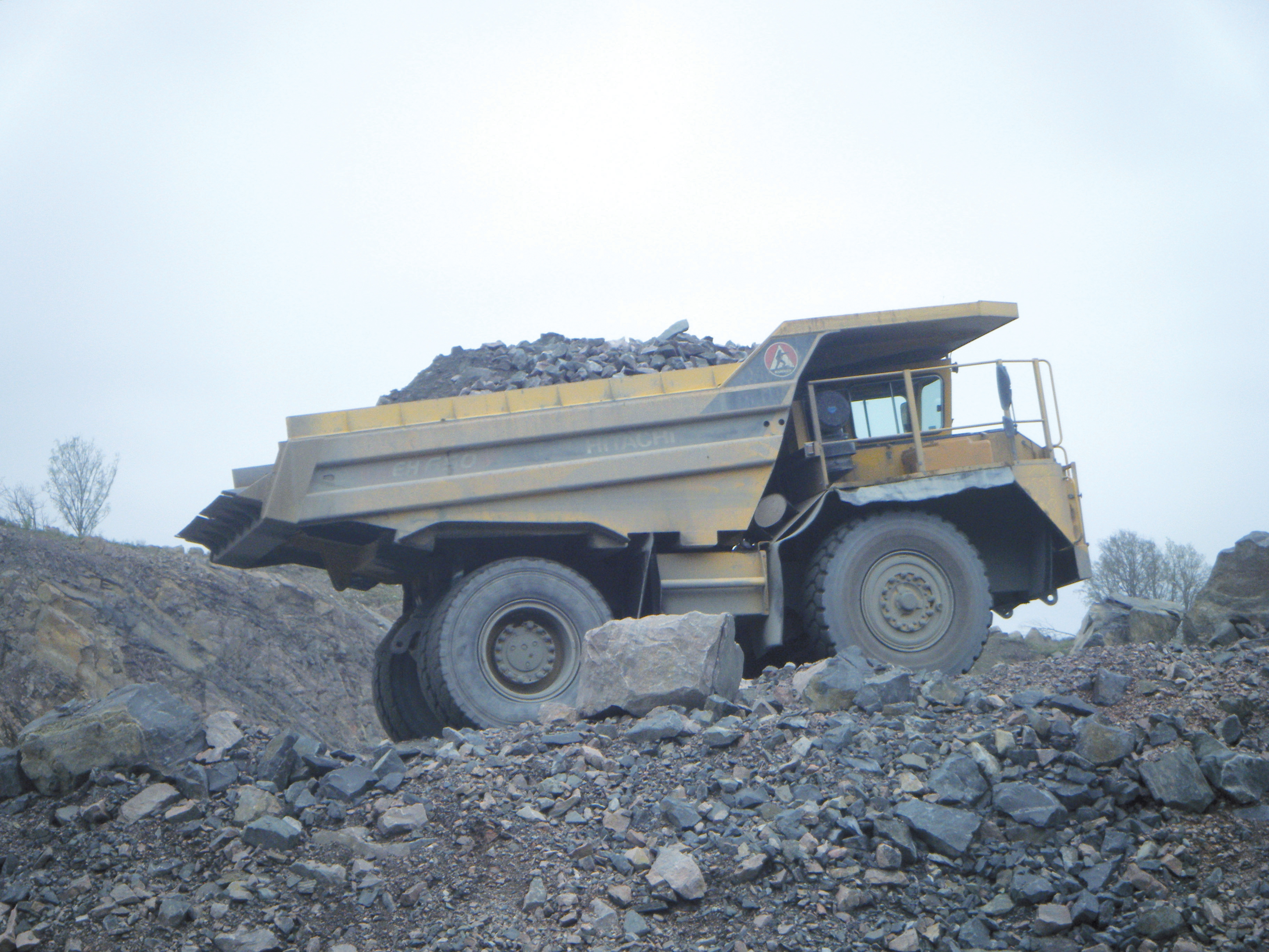 A Hitachi rigid hauler is one of the few non Volvo CE machines at the Jehander quarry in Sweden, which belongs to Heidelberg Cement Hitachi Rigid Hauler