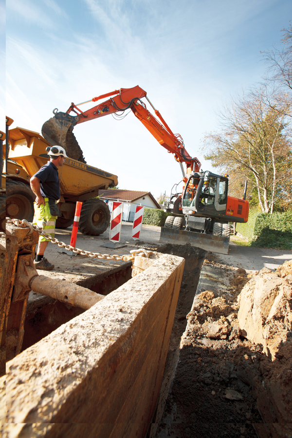 Holbøll & Sønner's new ZX170W-3 wheeled excavator at work in Denmark Hitachi ZX170W-3 at work