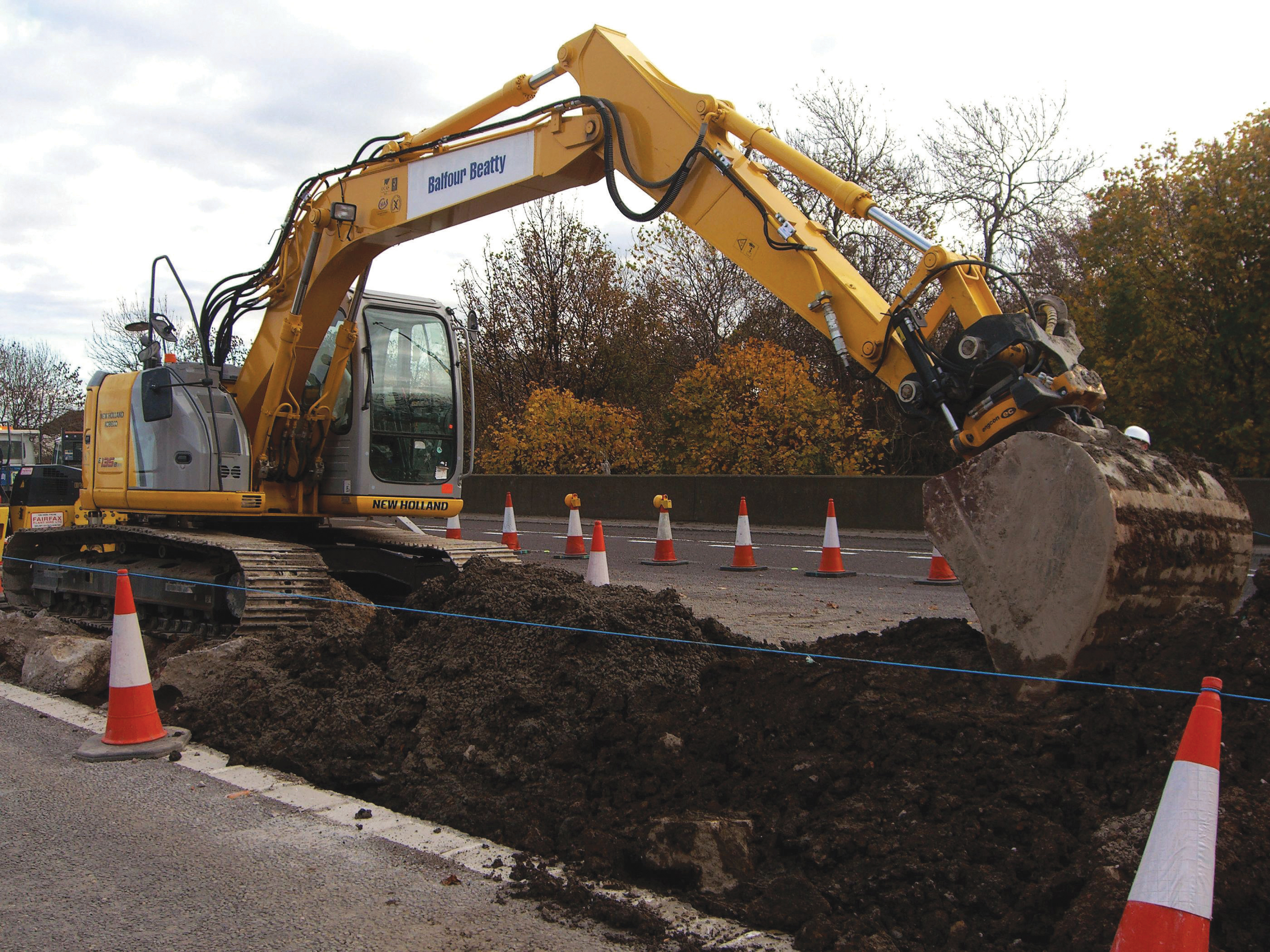 Zero Tailswing excavators from New Holland are working on a motorway project in Northern England New Holland Zero Tailswing