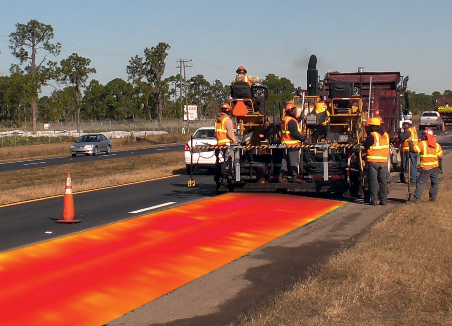The innovative MOBA system allows contractors to identify heat segregation issues in the paved surfaces Heat Segregation MOBA system