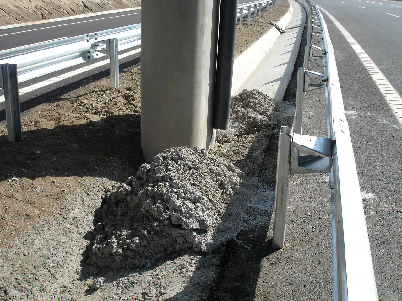 Drainage Channels are often blocked by barrier posts or light poles Blocked Drainage Channels