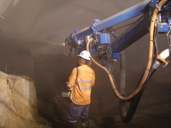New spraying technology from BASF is offering advances in tunnelling sealing performance guy in a tunnel