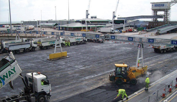 Long life paving being installed by contractor FM Conway will reduce maintenance needs in parking areas and on access roads for the Port of Dover Dover port getting improvements
