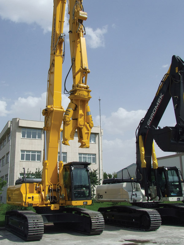 Turkish firm Hidromek now offers a long reach demolition machine in its growing excavator line-up hidromek demolition excavator