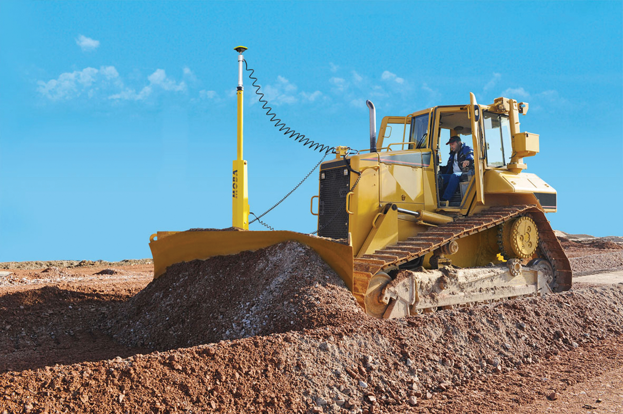 From MOBA comes another competing system for the machine control market Dozer equipped with MOBA 3D-GS