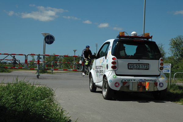 A Smart car equipped with a road scan laser is used to monitor condition of the cycle lanes A 11 P25