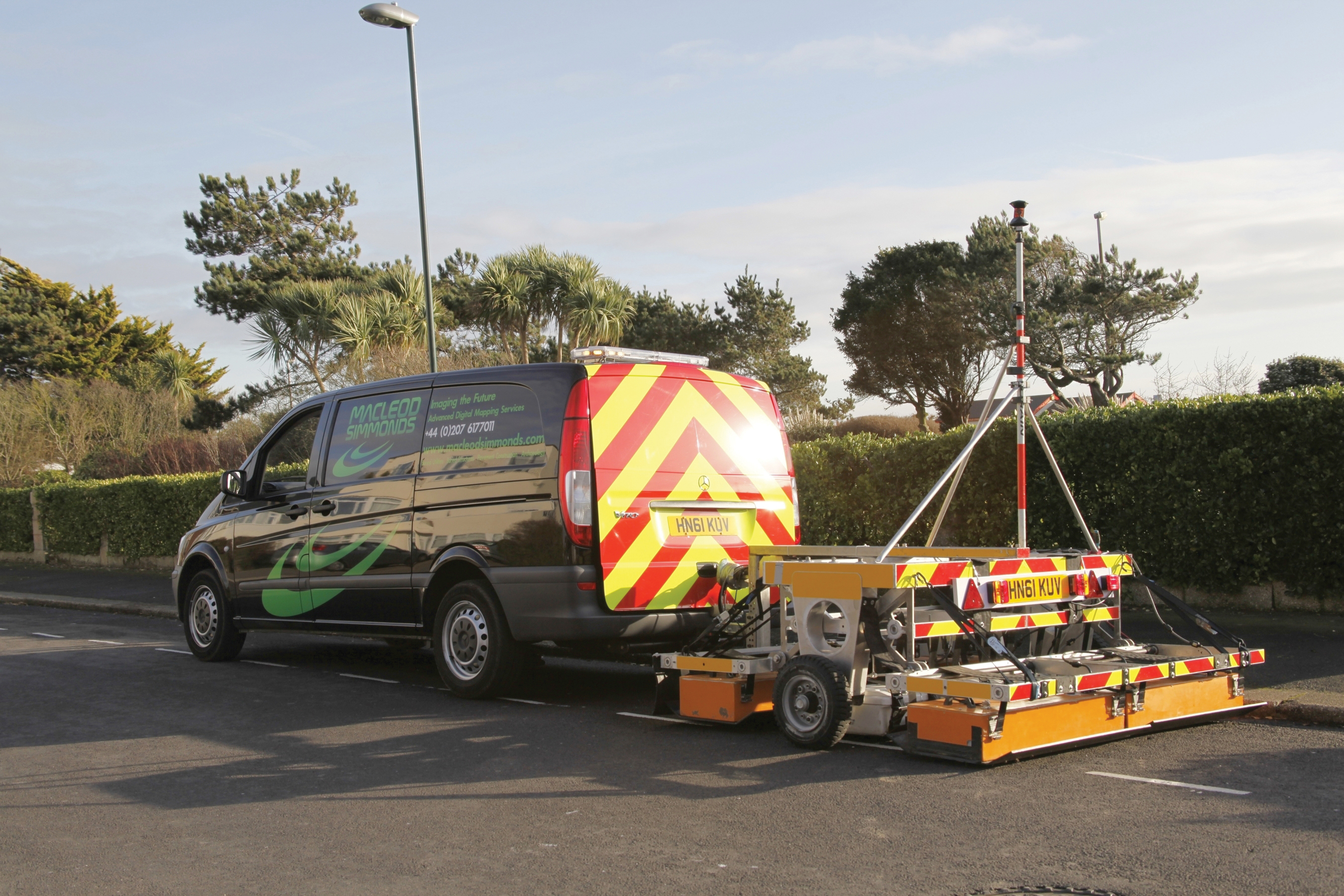 The MSL Smooth Ground GPR array being towed behind a survey vehicle MSL Smooth Ground GPR array