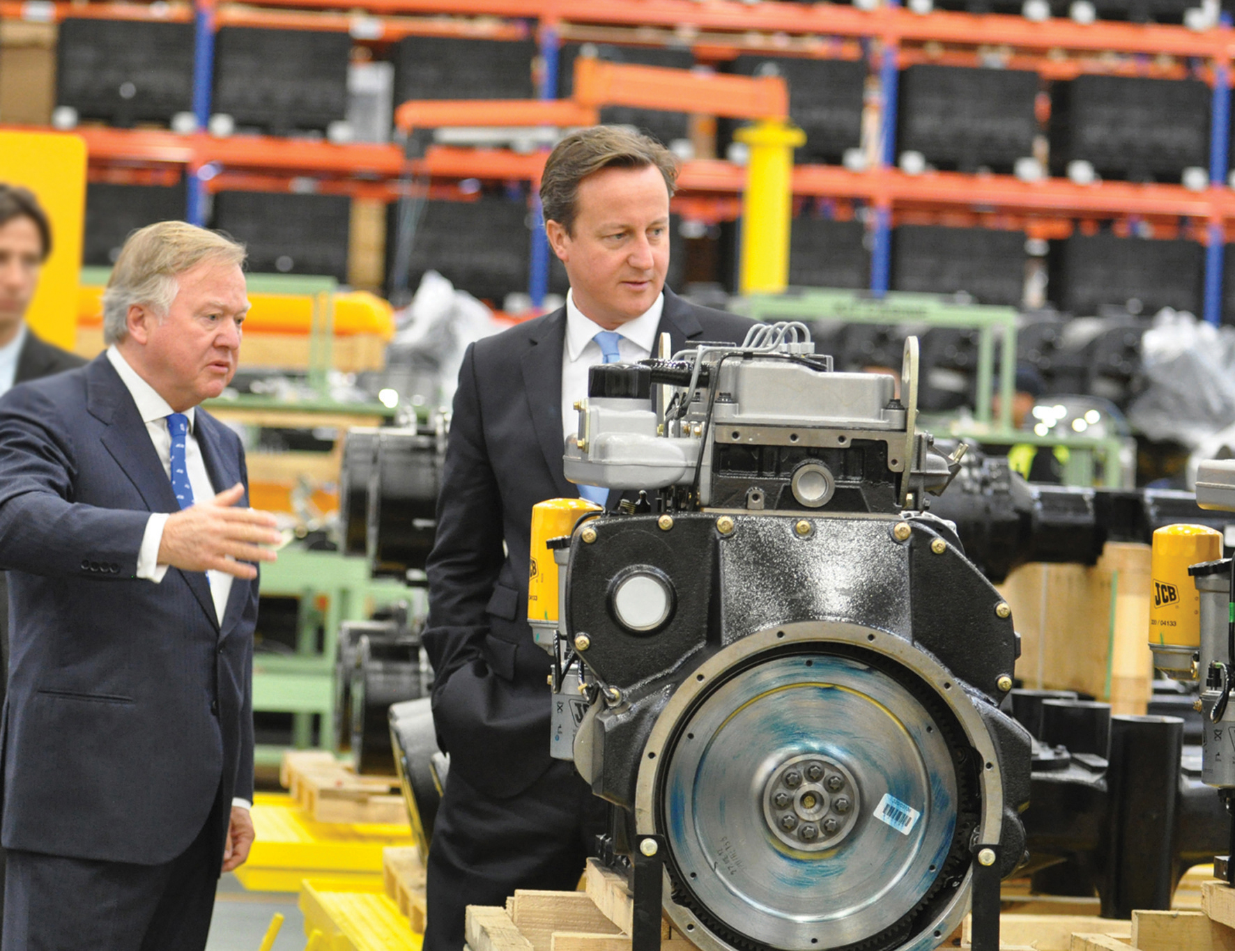 Sir Anthony introduces the JCB Dieselmax engine to David Cameron Sir Anthony show David Cameron dieselmax engine