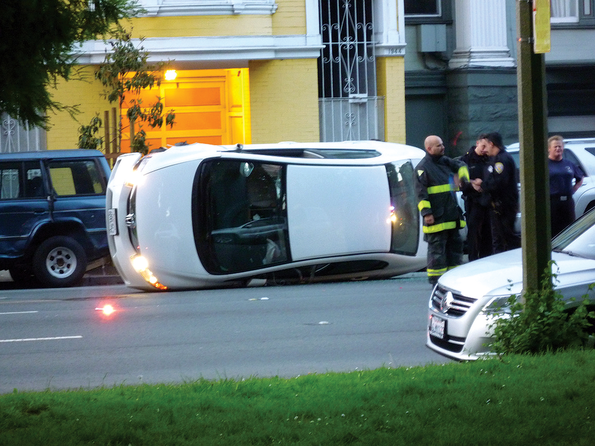 Pic: Gerry Brague Car turnt on side on the road