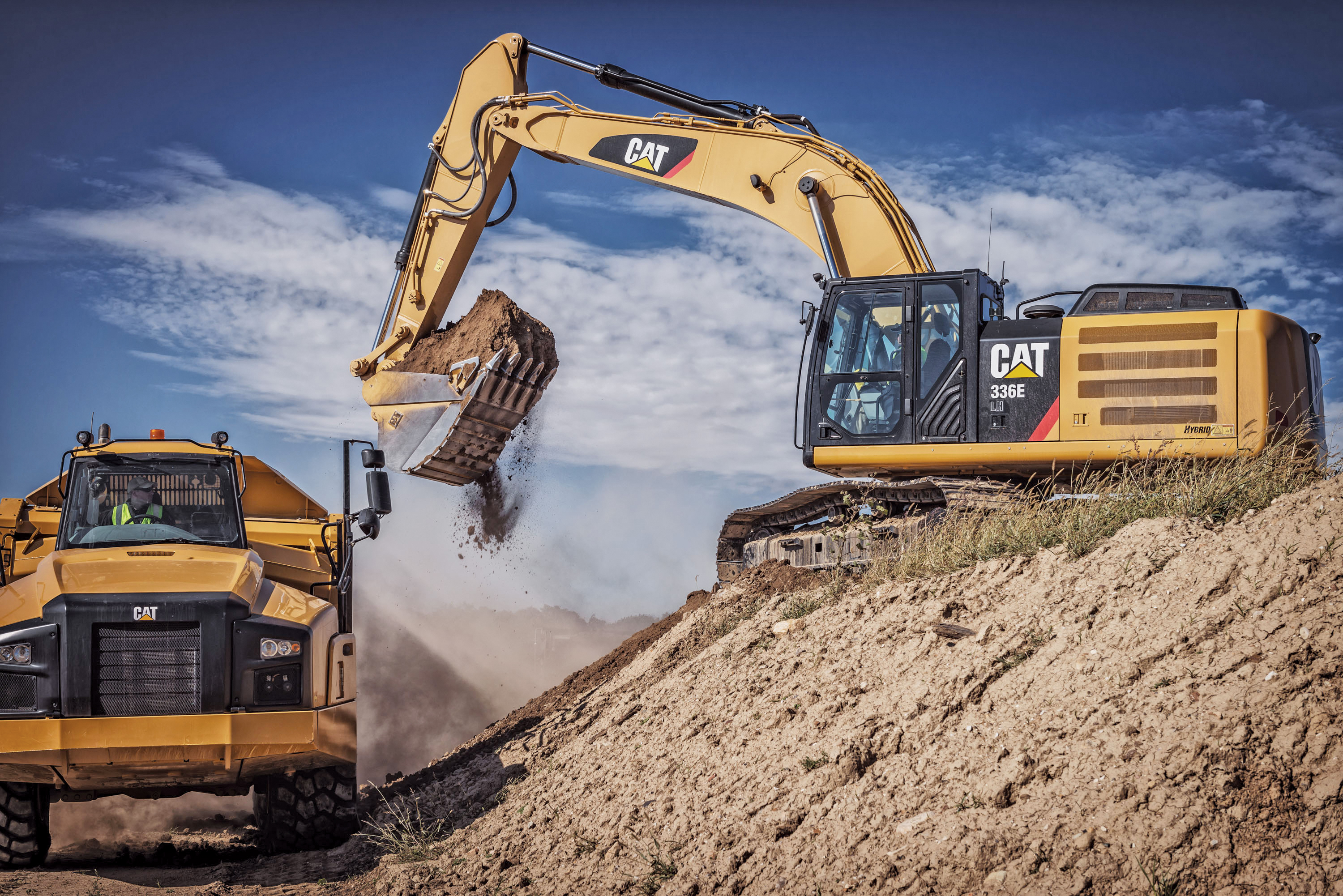 Caterpillar’s new hybrid excavator is said to offer major reduction in emissions and fuel use over the model it replaces Caterpillar’s new hybrid excavator