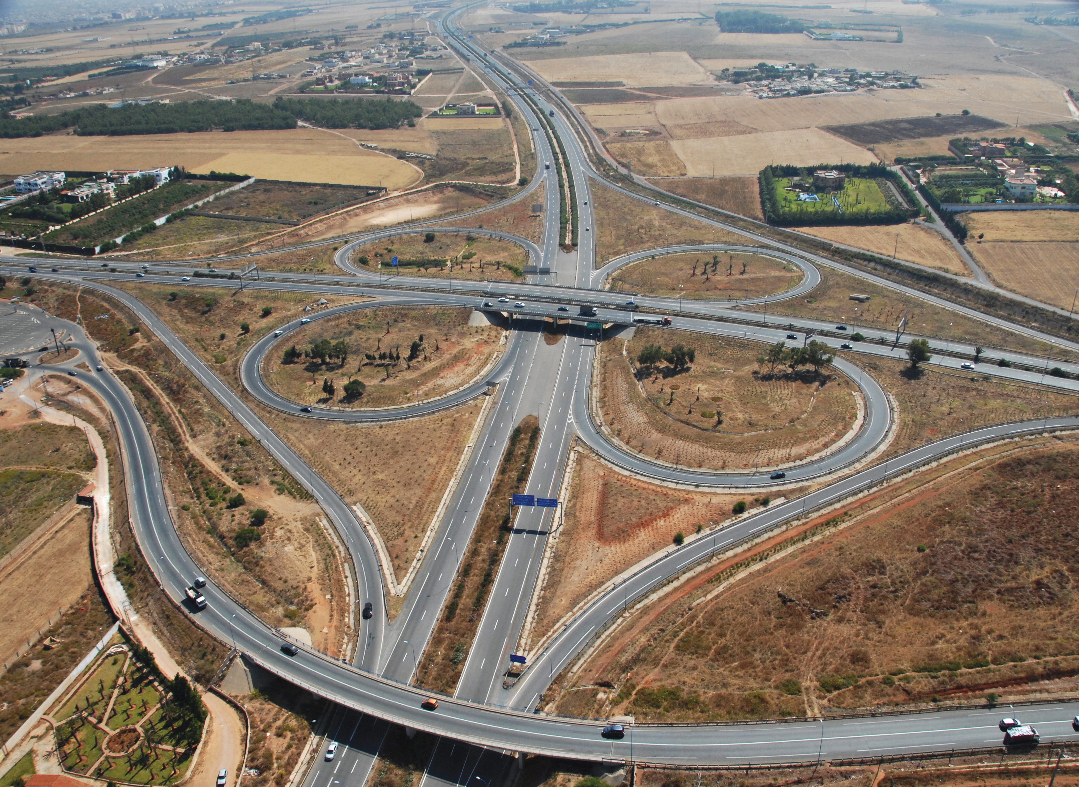 A complex junction has been constructed at the entrance to Casablanca on the motorway from Marrakech Casablanca on the motorway from Marrakech