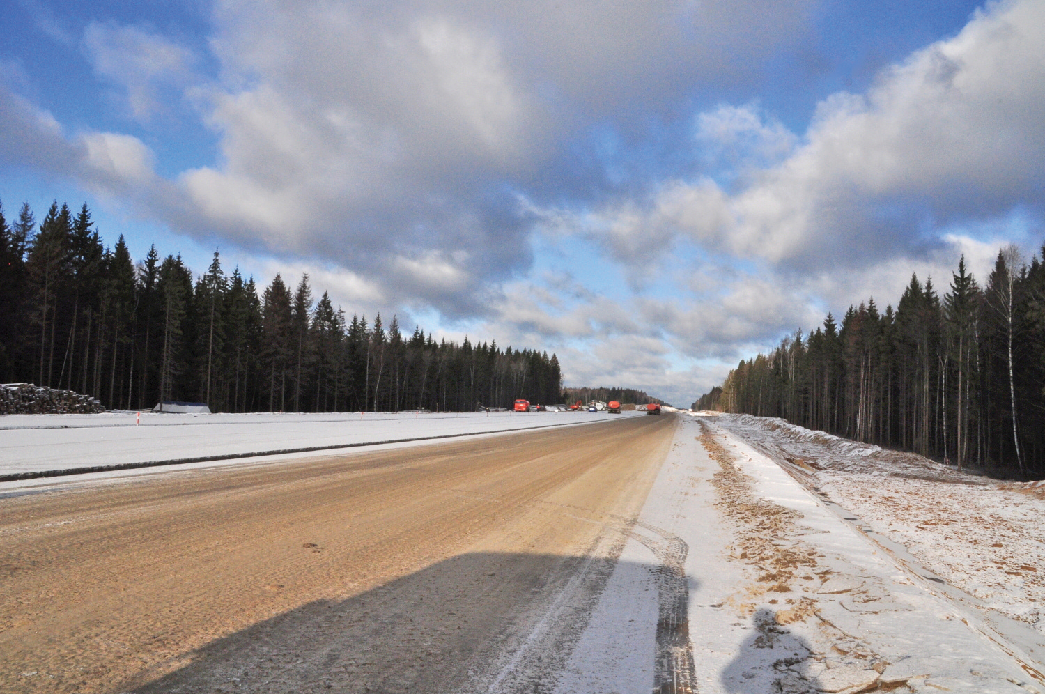 Construction of the Moscow-StPetersburg highway, one of Russia's most important roadbuilding projects Construction of the Moscow-StPetersburg highway