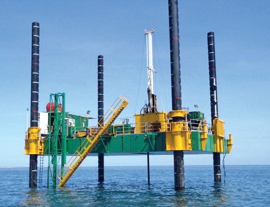 The Combifloat has 27m long legs and will work on the project up to 10km offshore The Combifloat
