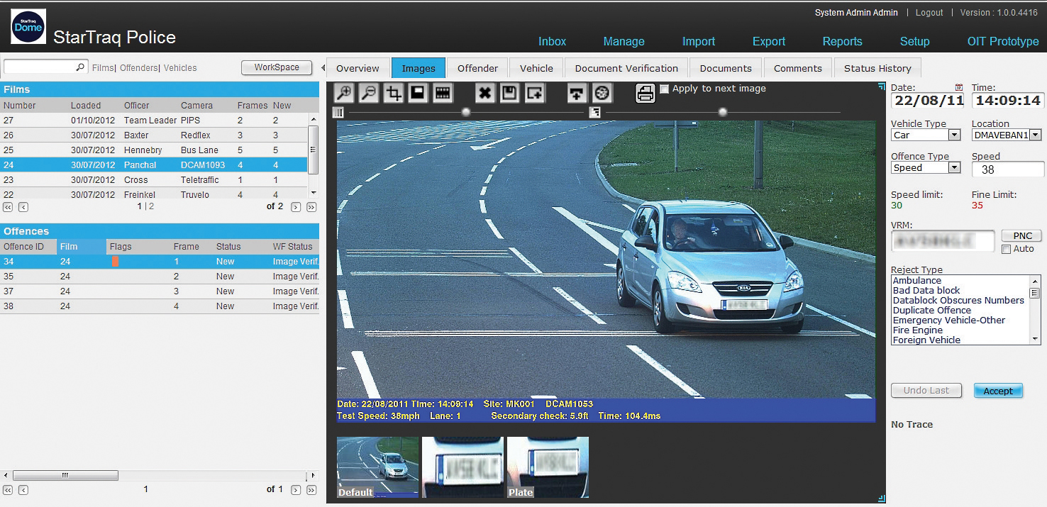 The StarTraq Dome user interface StarTraq Dome user interface in Fiji