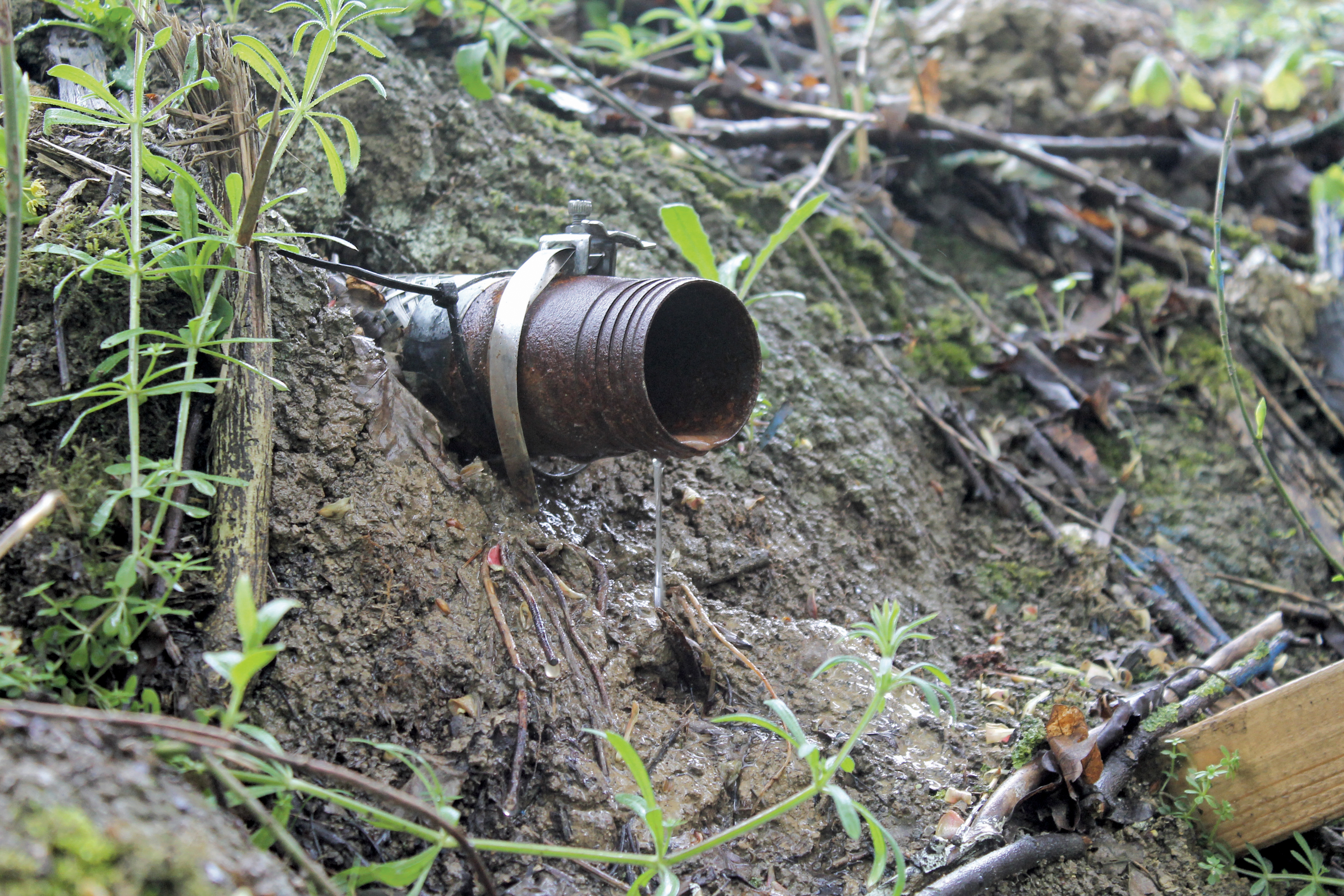 The positively charged anodes were driven into the slope and negatively charged cathodes are installed into holes formed using a continuous flight auger, with the cathodes allowing drainage A21, Kent, drainage