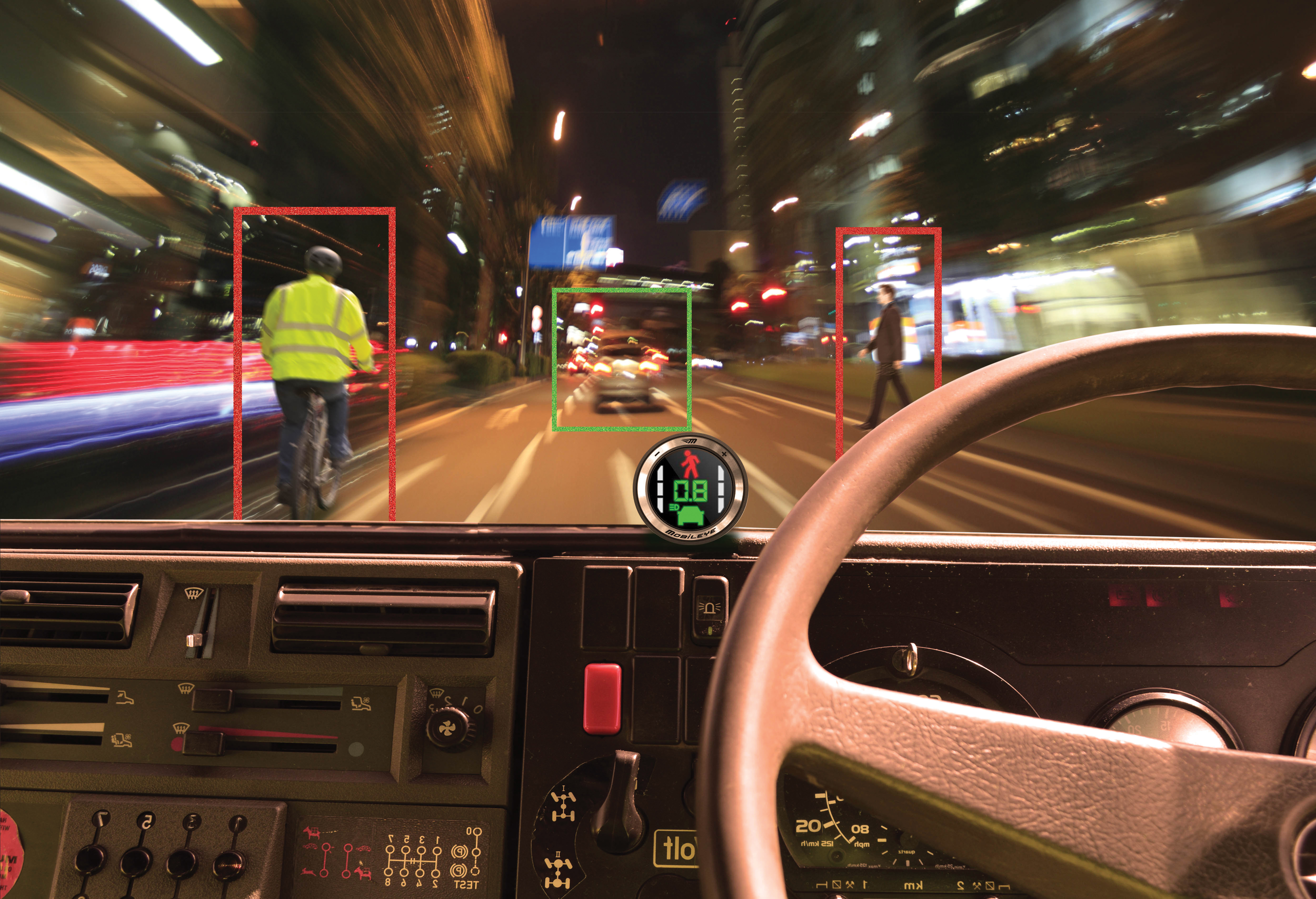 An array of measures can help motorists identify vulnerable road users even in low light conditions A drivers view at night
