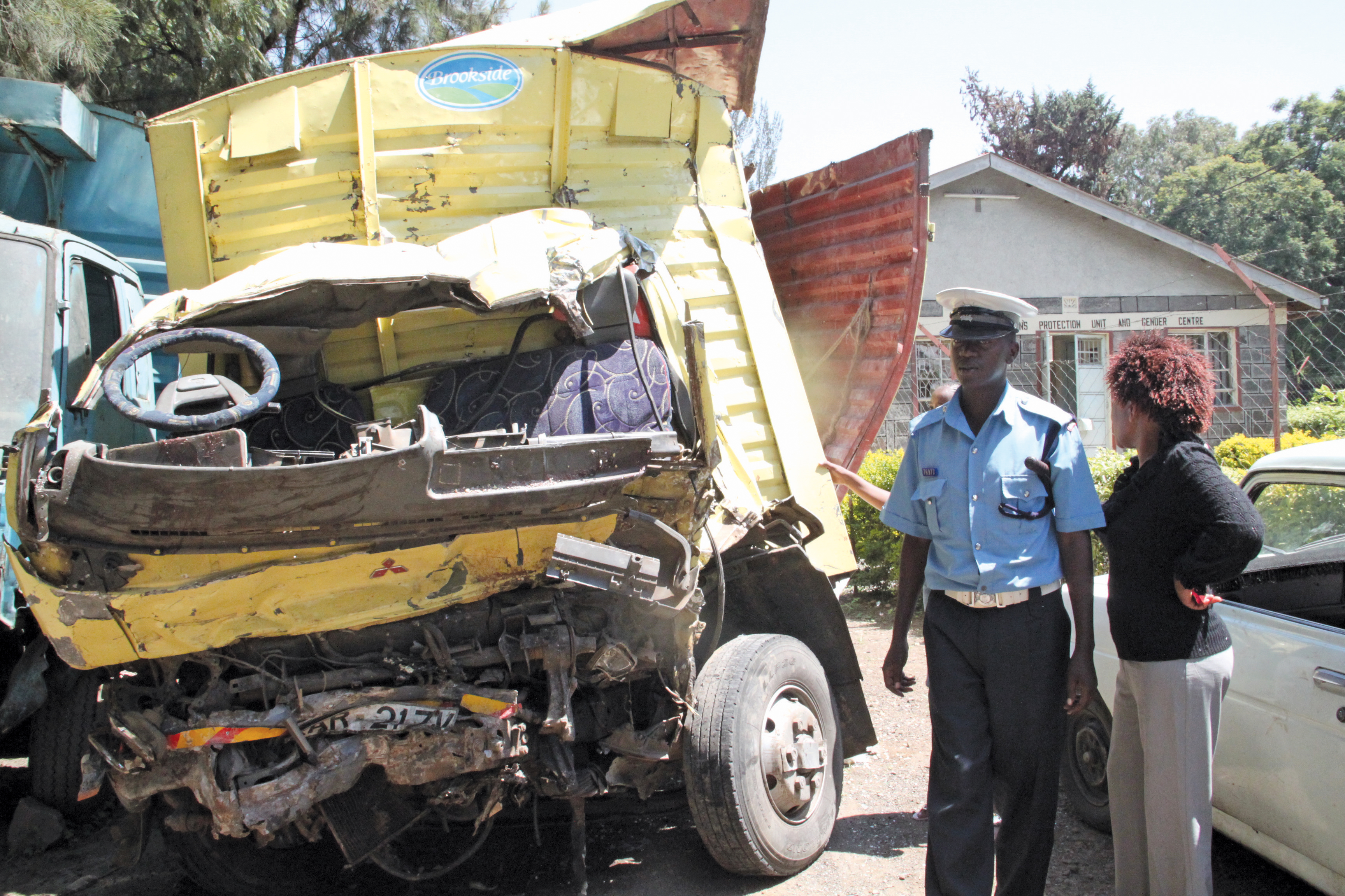 A milk supplying mini-truck after a crash in the coastal town of Mombasa Kenya accident