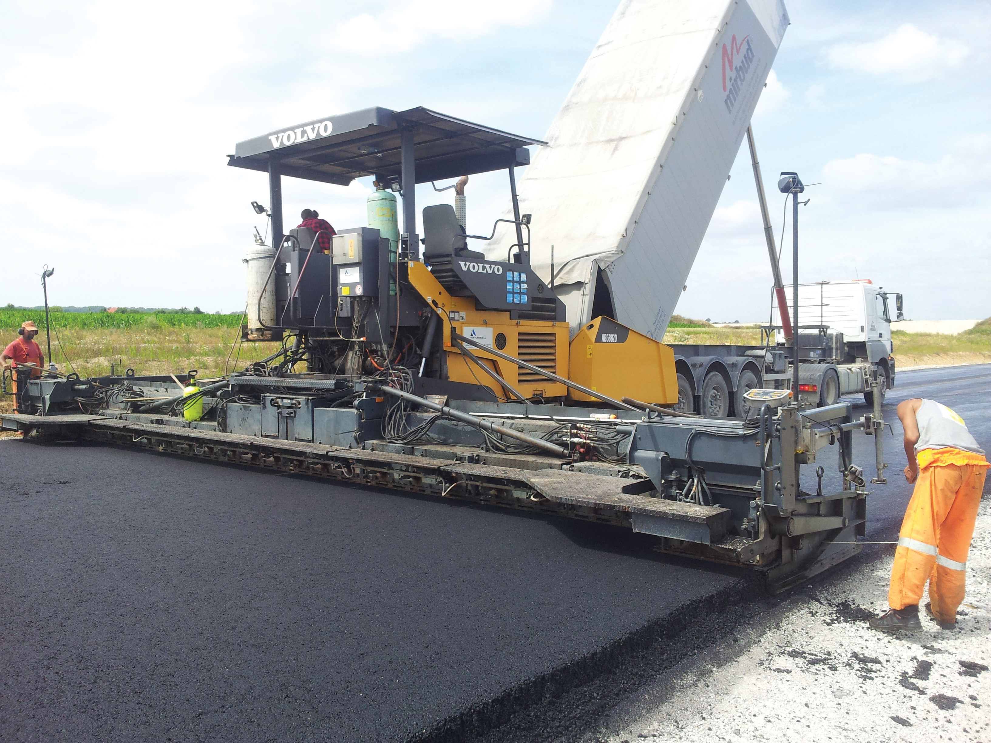 Volvo CE pavers form just part of the fleet of Volvo machines working on a key highway project in Poland Volvo CE Pavers fleet in Poland