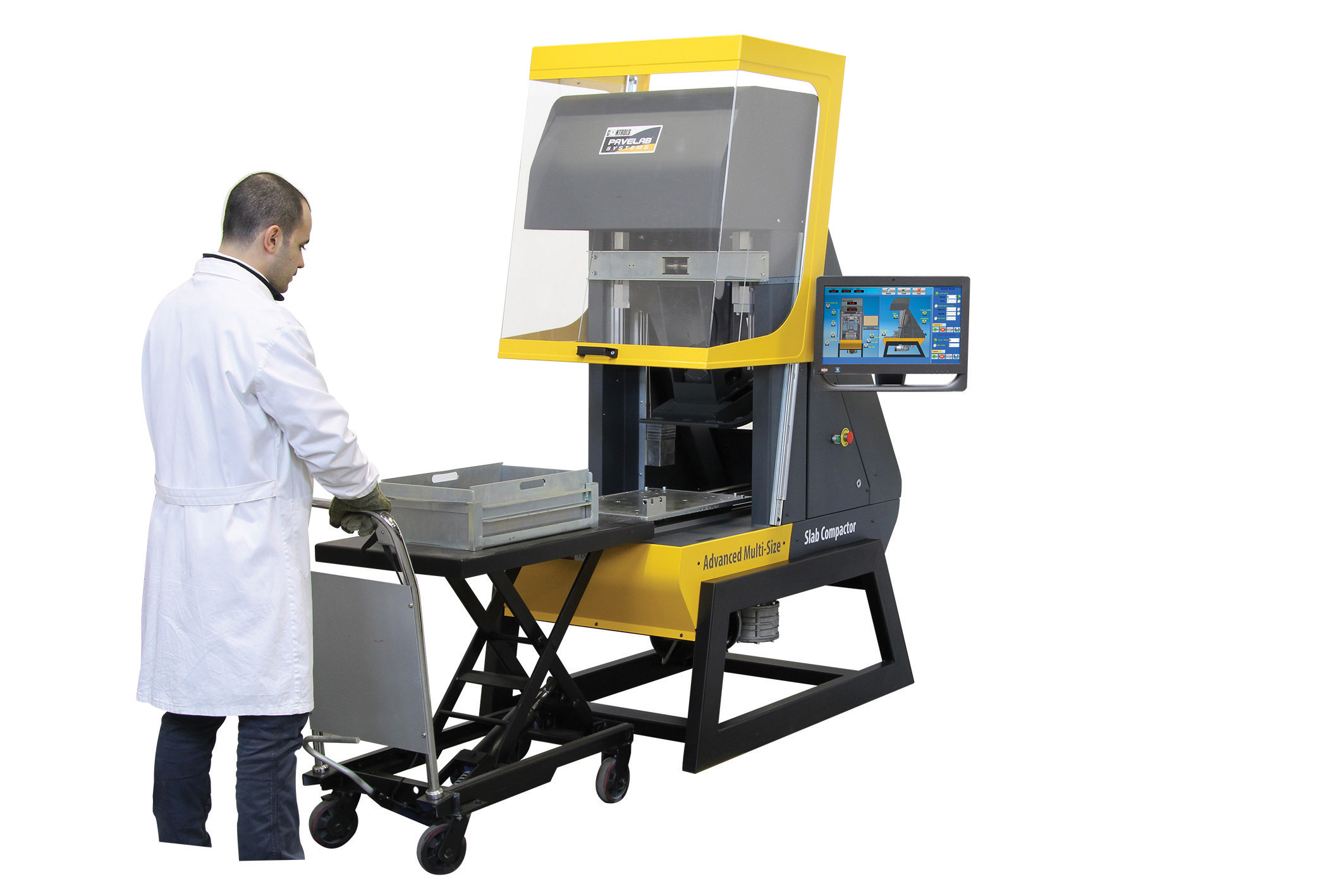 The electro-mechanical slab compactor from PaveLab is said to offer high accuarcy PaveLab sample loading operation