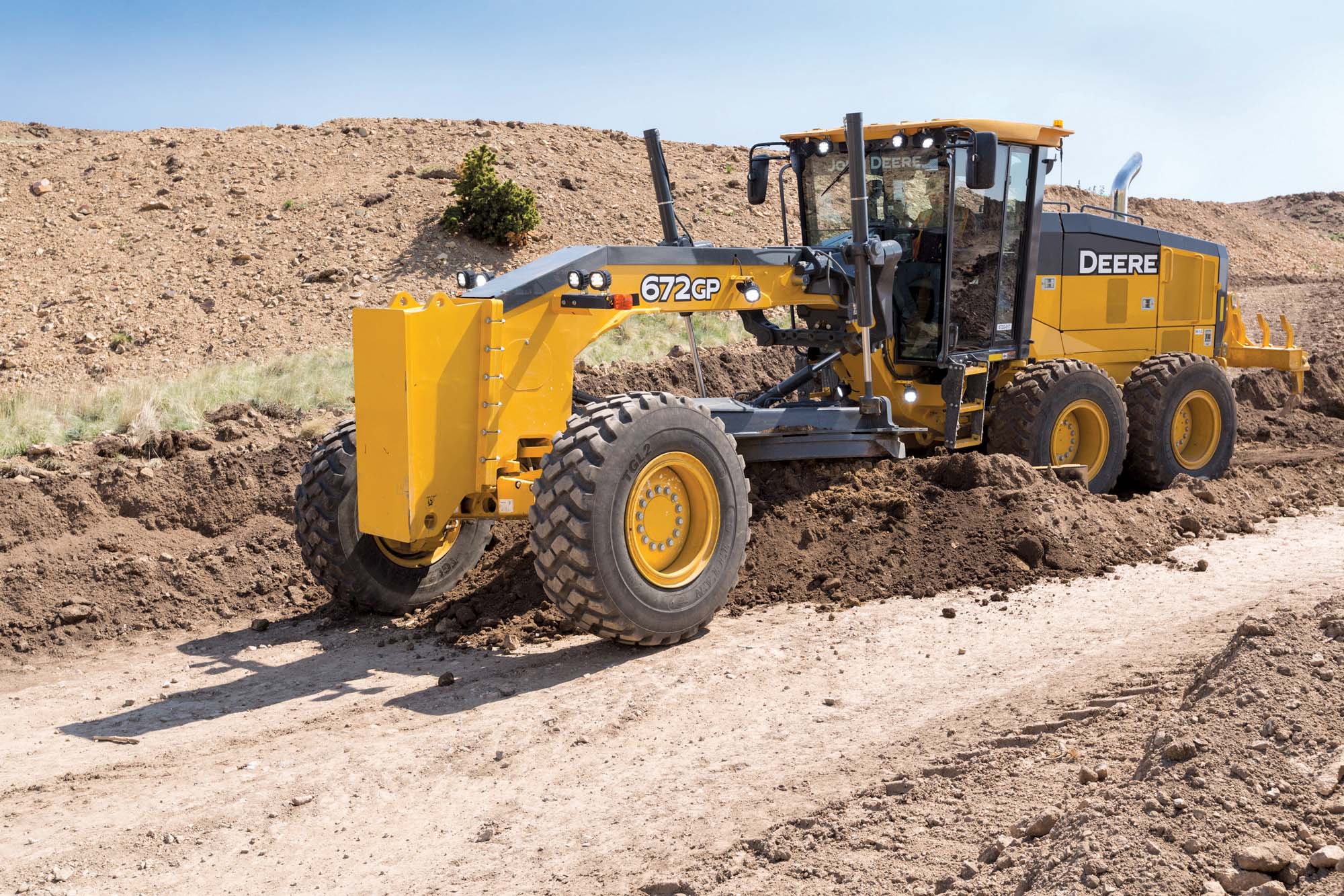 Sophisticated machine control technology is an option on the latest John Deere grader models John Deere grader model