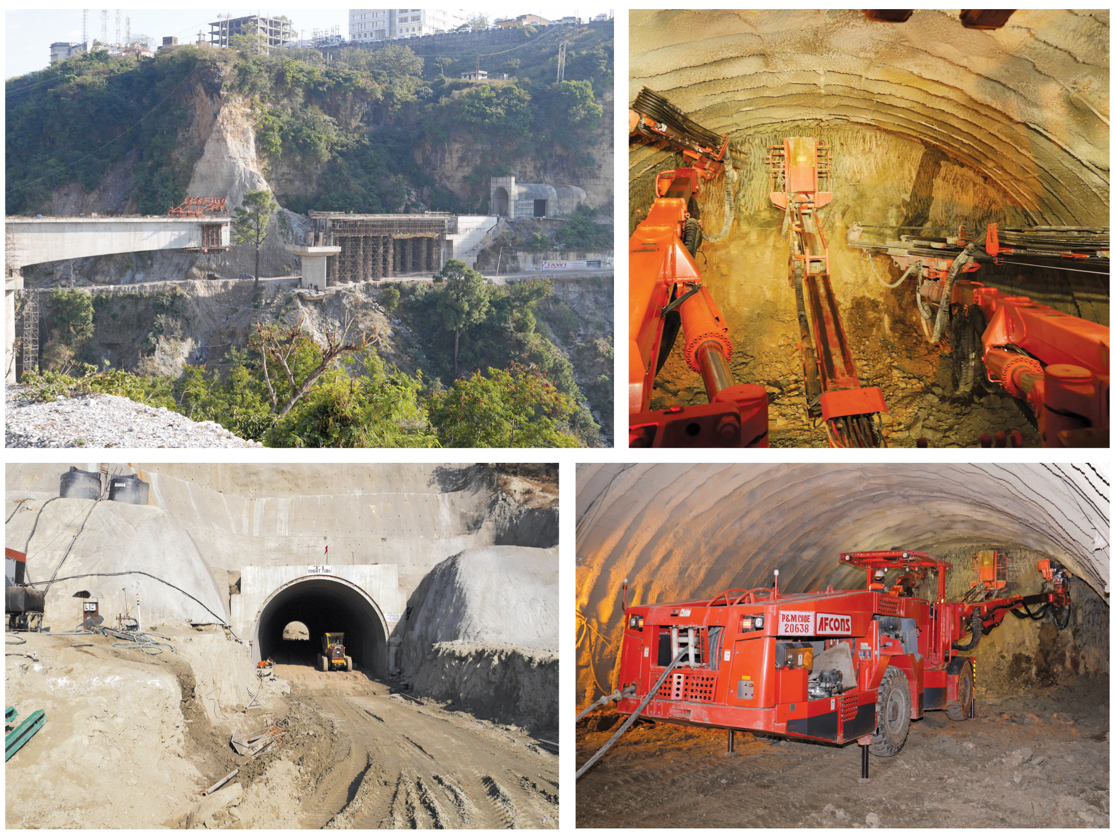 Afcons has been using two new Sandvik DT820 tunnelling drill jumbos to help produce four 1.5km twin tube tunnels as part of the $350mn redevelopment of the NH-1 in northern India Sandvik DT820 tunnelling drill jumbos