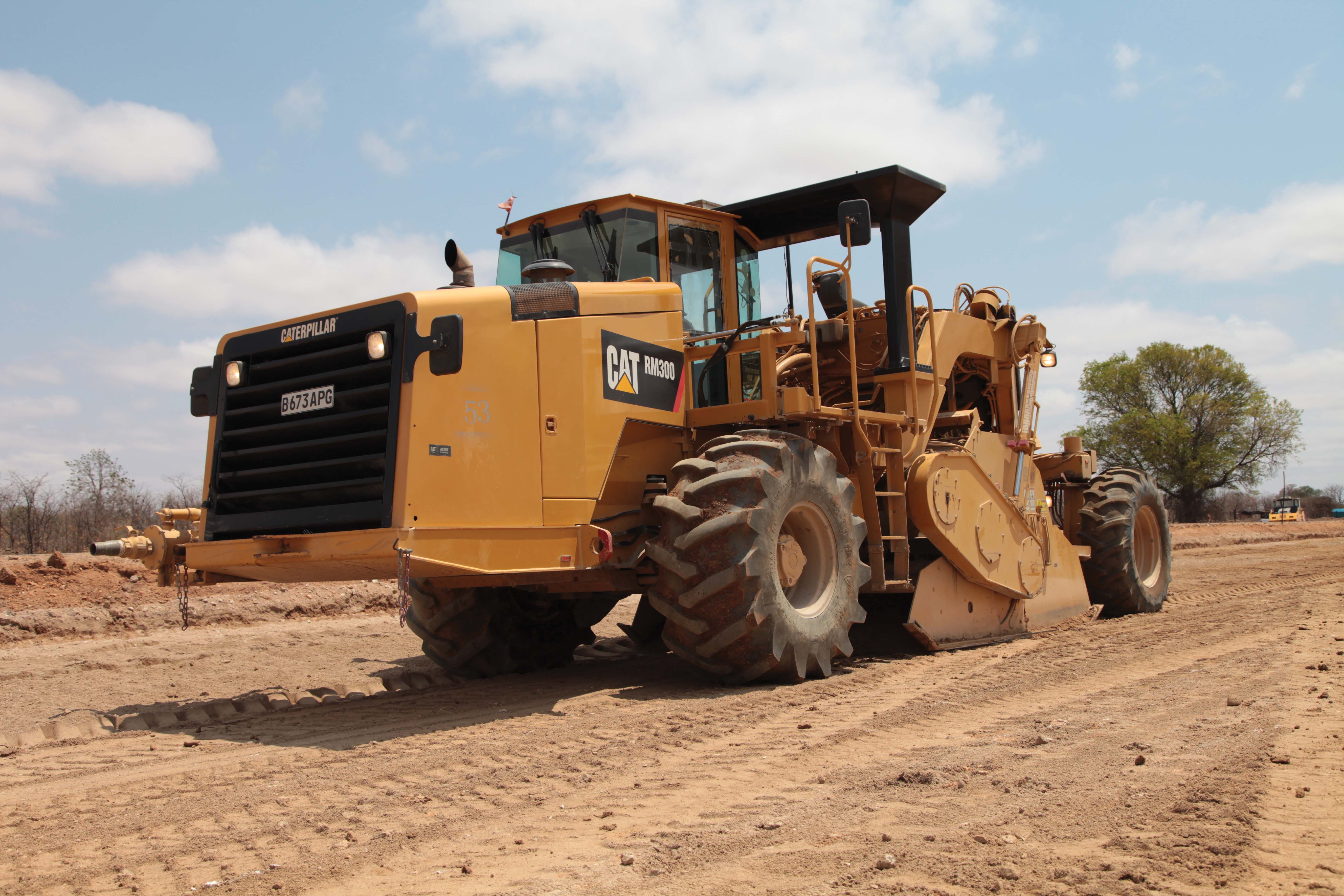 The RM300 recycler is carrying out valuable work on a key road in Botswana Caterpillar RM300 recycler key road Botswana
