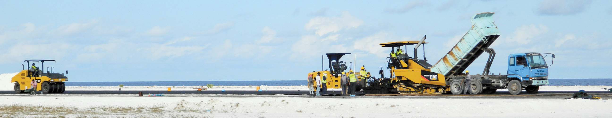 Caterpillar machines provide new runway surface on Thaa Atoll Caterpillar surfacing the Thaa Atoll