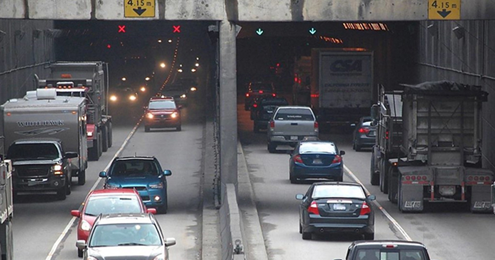 Construction of the existing 629m-long four-lane tunnel - inspired by construction of the Maastunnel in Rotterdam, Netherlands - began in 1957 and was opened to traffic in 1959 (image courtesy of the government of British Columbia, Canada)