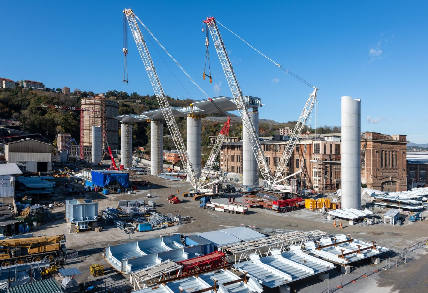 The real bridge follows the path of the ill-fated Morandi Bridge (photo courtesy Salini Impregilo/Webuild)