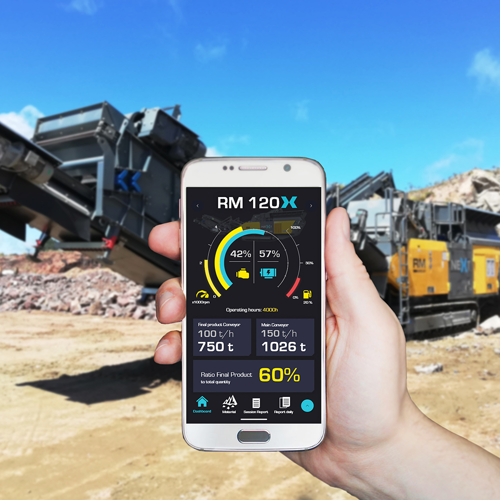 While operators will still display all data and troubleshooting routines directly on their smartphones at any time, in the future the data will be available not just anytime but also anywhere (image courtesy Rubble Master)