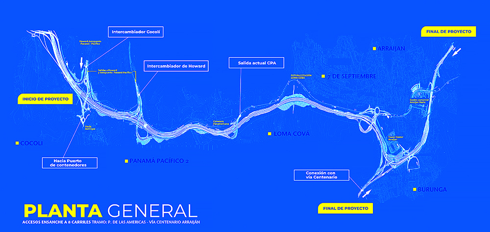 Map of the expansion project of the Pan-American Highway (image courtesy of Public Works Ministry of Panama (MOP))