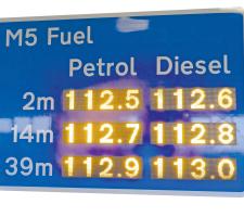 Petrol price comparison on Swarco VMS