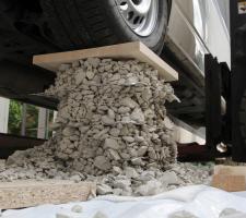 Heavyweight test for NAUE's Secugrid geogrid used in the columns
