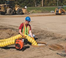 underground work area being ventilated