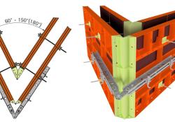 Paschal’s multi-waler hinge fits onto an acute-angled formwork structure
