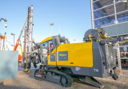 A demonstrator of Epiroc’s new SmartROC T35 E tophammer  
