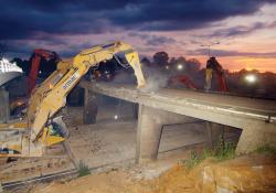 Bridge demolition in progress