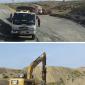 service and fuel trucks and CAT breaker with a hydraulic hammer