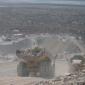 Dump trucks transporting rumbling 