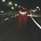 road at night with clear road markings