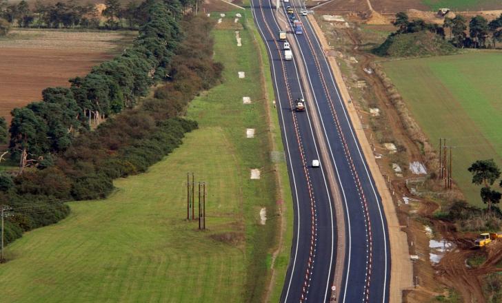 New A11 looking north, with the Elveden Memorial in the distance Elveden Memorial New A11 looking north