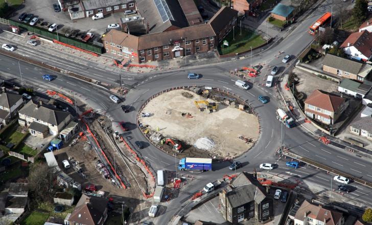 Colas is nearly finished the Thornbury Barracks roundabout Thornbury Barracks roundabout