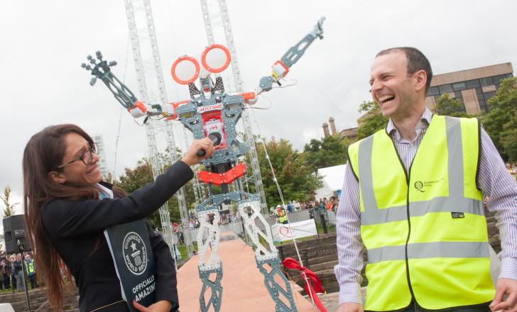 Official Guinness World Records adjudicator Fortuna Burke, Meccanoid and Danny McPolin Fortuna Burke, Meccanoid and Danny McPolin