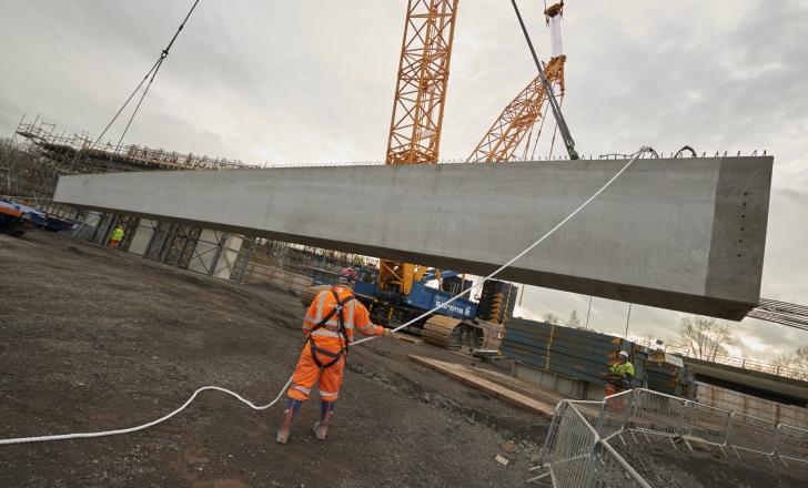 A concrete beam has been lifted into place at the Bridgewater junction in Runcorn as part of Mersey Gateway project Mersey Gateway project
